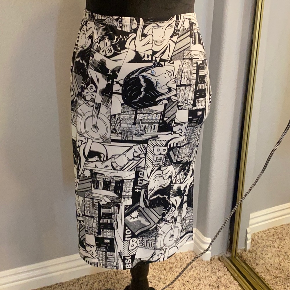 Black and white comic book skirt
